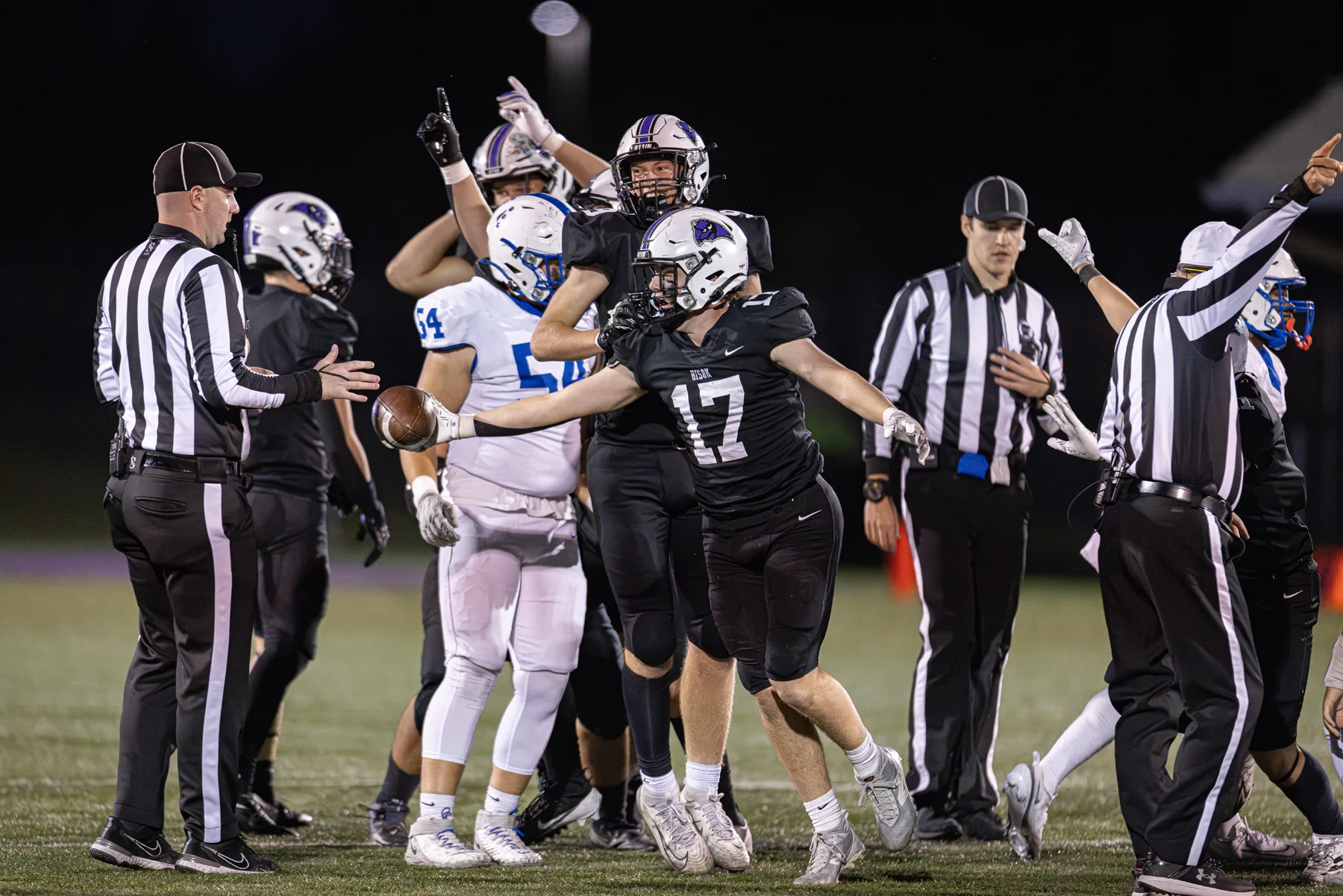 Defense celebrating