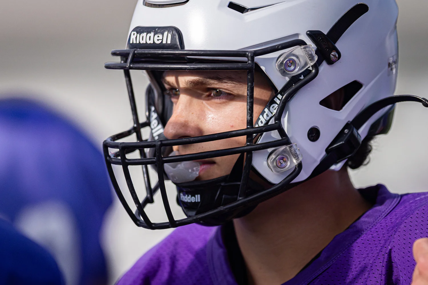 Bison player focused during practice